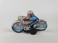 POLICE: Four small friction motorcycles, includes two Police, 9.5cms each c1970s, colourful. - 14