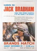 BRANDS HATCH: A rare original circa 1970 poster 'Salute to Jack Brabham' for his final personal F1 car appearance, 77.5cm high, 51cm wide
