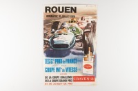 ROUEN 1966: An original poster for the 1966 G.P de Rouen-les-Essarts won by Denny Hulme (BT 18 Brabham-Honda), with artwork by Michael Beligond, 59cm high, 39cm wide