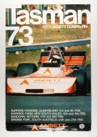 ELFIN: A original 1973 Tasman Series poster featuring the Elfin MR5 Repco-Holden of John McCormack, 90cm high, 61.5cm wide