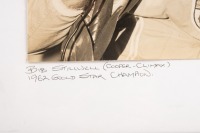 BIB STILLWELL: An impressive larger period photograph of Bib Stillwell on podium with laurel taken by Ray Simpson, image 38cm high x 30cm wide (Driving a Cooper-Climax) - 2