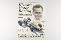 EASTERN CREEK: An attractive poster with artwork by Brian Caldersmith for the 'Tribute to Brabham' event 1996, hand signed by artist Brian and Ron Tauranac, 55cm high, 42cm wide