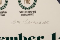 EASTERN CREEK: An attractive poster with artwork by Brian Caldersmith for the 'Tribute to Brabham' event 1996, hand signed by artist Brian and Ron Tauranac, 55cm high, 42cm wide - 3