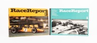 RACE REPORT: Two editions of 'Race Report', by Eddie Guba, hardcover books, includes edition number one, published 1968 and edition number three, published 1970