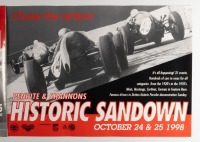 SANDOWN HISTORIC: Two commemorative posters promoting Historic Sandown from 1995 & 1998, featuring Brabham driving his BT19 & Cooper Climax T51, both measure 42cm high, 60cm wide - 3