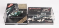 COOPER CLIMAX: Two 1:43 scale 1959 Cooper Climax T51 World Champion as driven by Jack Brabham models in perspex cases, includes a Brumm model and a Quartzo model