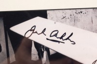 BT26A: A photograph featuring Sir Jack sitting in a BT26A in 1969 giving Ron Tauranac feedback, hand signed by Sir Jack and Ron Tauranac, framed and glazed, image 19cm high, 25cm wide - 3