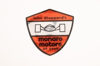 JOHN SHEPPARD: An unused sticker from Repco Brabham Torana builder John Sheppard's Monaro Motors