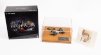 BT19: A Top Gear Legends 1:43 scale 1966 BT19 V8 model mounted on timber base with numbered metallic plate in perspex case