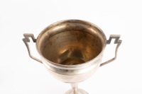 ROB ROY: A large and impressive silver plate trophy cup with inscription plaque 'Australian Hill Climb Championship, Rob Roy, K. Martin 7-11-1950, Driving Cooper Special 1000', 46cm high overall - 3