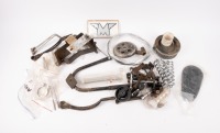 AJS / MATCHLESS: A group of assorted AJS / Matchless parts, has some stays, battery box, new oil filter etc, sticker etc