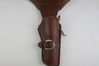 FIREARMS: Three brown leather belts, one with holster - 4
