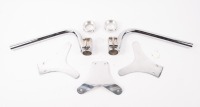 CAFE RACER: A group of assorted cafe racer parts, includes clip-ons (35mm), alloy fork seal retainers & three alloy mudguard mount brackets