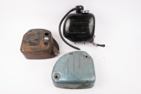 OIL TANKS: A Norton featherbed oil tank & tool box