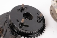 NORTON: A Norton Atlas rear wheel hub, rear sprocket / brake drum, rear brake backing plate - 2