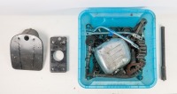 NORTON ATLAS: A group of Norton Atlas parts, includes oil tank, tail light bracket, rear mudguard brackets, camshaft etc