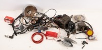 ELECTRICAL: A group of assorted electrical parts, includes tail lights, regulator, headlight, stop light, kill button etc