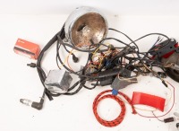 ELECTRICAL: A group of assorted electrical parts, includes tail lights, regulator, headlight, stop light, kill button etc - 2