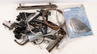 AUTOJUMBLE: A group of assorted vintage parts, includes a seat cover, universal sprocket, switches, new baffle, new centre stand, grab rail etc