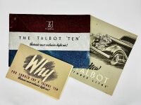 SUNBEAM-TALBOT: A group of three Sales Brochures featuring the Talbot 3-litre and Ten models [Location: Sydney]