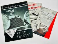 ALVIS: A group of three Sales Brochures for the 16/95, Silver Crest and Speed Twenty models [Location: Sydney]