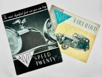 ALVIS: A pair of Sales Brochures for the Speed Twenty and Firebird models [Location: Sydney]