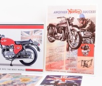 SIGNS: A collection of seven modern tin signs featuring various motorcycles such as BSA, Norton and Triumph, largest measures 40cm high, 30.5cm wide - 3