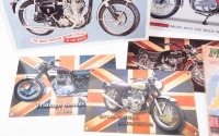 SIGNS: A collection of seven modern tin signs featuring various motorcycles such as BSA, Norton and Triumph, largest measures 40cm high, 30.5cm wide - 4