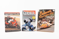 MOTORCYCLING: Three books, including 'Sidecar Championship' by George O'Dell, 'Gardner' Biography by Nick Hartgerink, and 'The Illustrated Encyclopedia of Motorcycles'