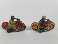 CIVILIAN: Indian Motorcycle plus Police Dept, two small friction bikes, made in Japan c1950s. - 3