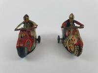 CIVILIAN: Indian Motorcycle plus Police Dept, two small friction bikes, made in Japan c1950s. - 5