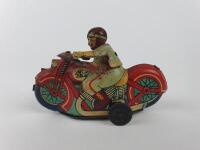 CIVILIAN: Indian Motorcycle plus Police Dept, two small friction bikes, made in Japan c1950s. - 12