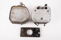 NORTON: A Norton Featherbed oil tank, tool box & mount bracket - 2