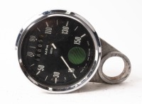 GAUGE: A Smiths Norton magnetic large green dot 150 MPH speedometer, includes mount bracket, for Commando models