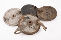 BRAKE PLATES: Four brake backing plates to suit British makes