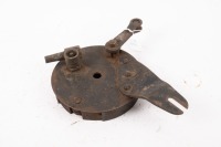 BACKING PLATE: A pre-war girder fork front brake backing plate with speedo drive