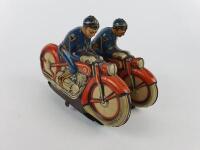 POLICE: Polizei-Dopplestreife twin patrol bikes by Niedermeier 1952-57, clockwork.