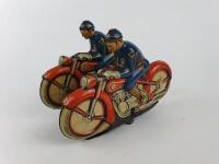 POLICE: Polizei-Dopplestreife twin patrol bikes by Niedermeier 1952-57, clockwork. - 2