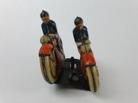 POLICE: Polizei-Dopplestreife twin patrol bikes by Niedermeier 1952-57, clockwork. - 5