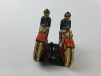 POLICE: Polizei-Dopplestreife twin patrol bikes by Niedermeier 1952-57, clockwork. - 6