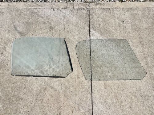 AUSTIN-HEALEY: Two Austin-Healey 3000 side windows, dated 1964 [Location: Sydney]