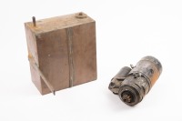 STARTER MOTOR: A Bosch 12V starter motor [P/N 0001212005] thought to late 1960s Porsche 911 or 914, also includes an early fuel vacuum tank (manufacturer unknown), [Location: Melbourne]