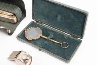 ACCOUTREMENT: : Antique accoutrement including grooming items, monocle by Gardiner & Co (Glasgow), cased ear trumpet and other sorted plated wares & general items [Location: Melbourne] - 3