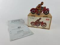 CIVILIAN: Contemporary PAYA Motor Cycle, clockwork, registration I-922, mint boxed with certificate & key. - 2