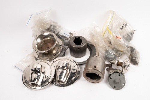 279 · KLAXON: A tub of assorted Klaxon horn parts, some partially restored [Location: Melbourne]