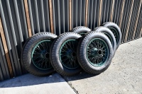 BENTLEY: A fine set of six 19-inch wire-wheels to suit vintage Bentley, Sunbeam, Vauxhall and other marques, in refurbished condition and all fitted with unused or lightly used Goodrich 6.00 x 19 tyres [Location: Sydney] - 3
