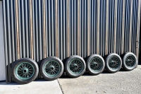 BENTLEY: A fine set of six 19-inch wire-wheels to suit vintage Bentley, Sunbeam, Vauxhall and other marques, in refurbished condition and all fitted with unused or lightly used Goodrich 6.00 x 19 tyres [Location: Sydney] - 4