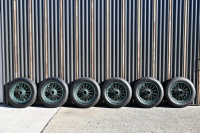 BENTLEY: A fine set of six 19-inch wire-wheels to suit vintage Bentley, Sunbeam, Vauxhall and other marques, in refurbished condition and all fitted with unused or lightly used Goodrich 6.00 x 19 tyres [Location: Sydney] - 5