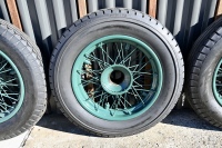 BENTLEY: A fine set of six 19-inch wire-wheels to suit vintage Bentley, Sunbeam, Vauxhall and other marques, in refurbished condition and all fitted with unused or lightly used Goodrich 6.00 x 19 tyres [Location: Sydney] - 26