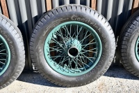 BENTLEY: A fine set of six 19-inch wire-wheels to suit vintage Bentley, Sunbeam, Vauxhall and other marques, in refurbished condition and all fitted with unused or lightly used Goodrich 6.00 x 19 tyres [Location: Sydney] - 30